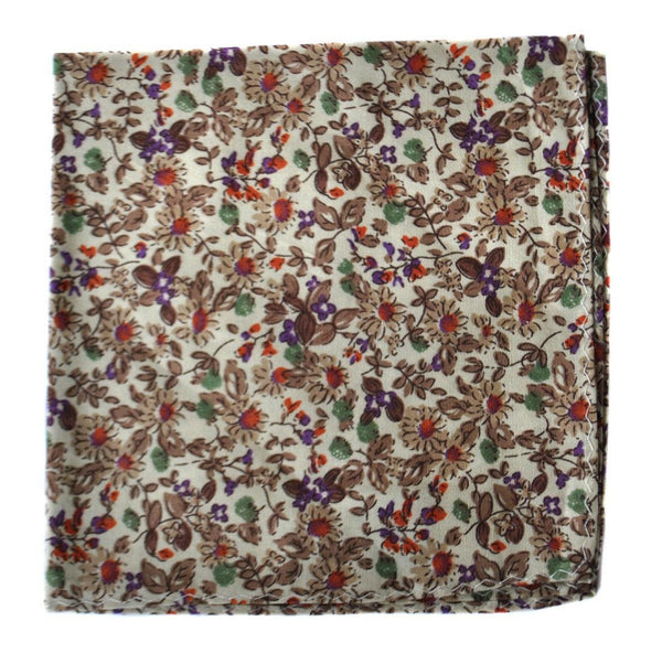brown floral pocket square