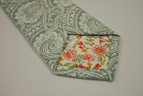 pale mint green paisley cotton tie