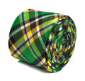green, yellow and white check tweed wool tie