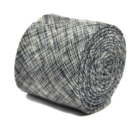 grey blue and white scratched design tie