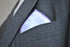 White Cotton Pocket Square with Lilac Edging