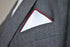 White Cotton Pocket Square with Red Edging