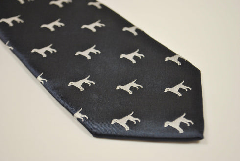 black tie with white dog silhouette design