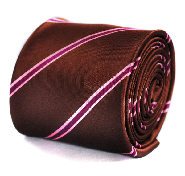 brown tie with pink stripes