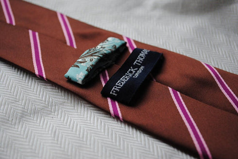 brown tie with pink stripes