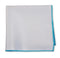 White Cotton Pocket Square with Light Blue Edging