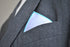 White Cotton Pocket Square with Light Blue Edging
