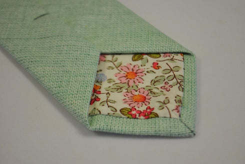 mint green slim linen tie