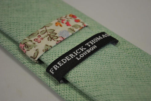 mint green slim linen tie
