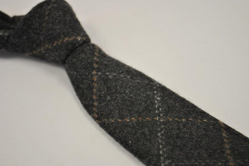 grey check tweed wool tie