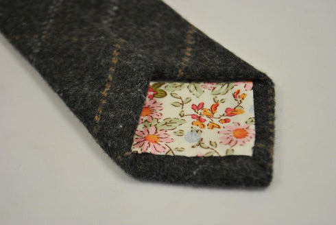 grey check tweed wool tie
