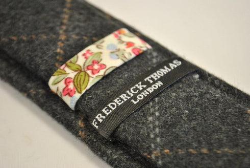grey check tweed wool tie