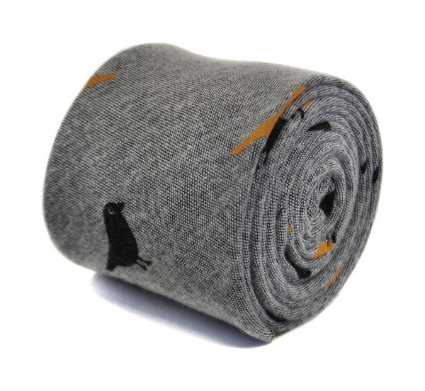 light grey tie with bird design