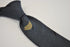 navy blue tie with bird design in 100% cotton linen