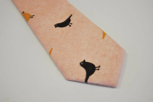 pale blush pink tie with bird design