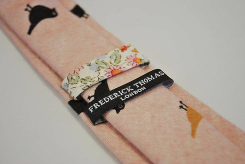 pale blush pink tie with bird design