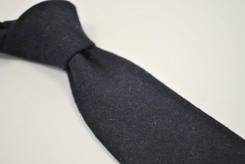 plain dark blue 100% wool skinny tie