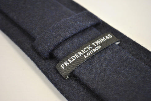 plain dark blue 100% wool skinny tie