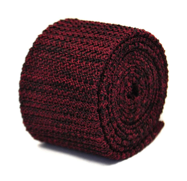 speckled wine red and black skinny knitted tie