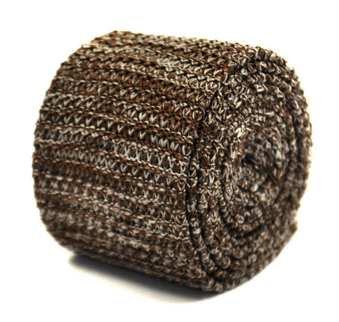 speckled brown and white skinny knitted tie