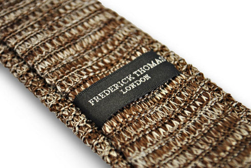 speckled brown and white skinny knitted tie