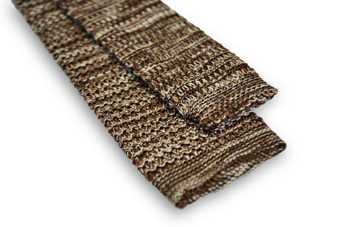 speckled brown and white skinny knitted tie