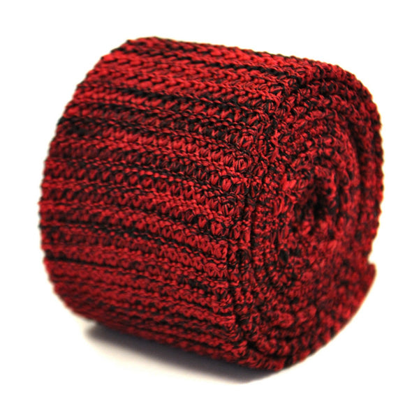 speckled red and black skinny knitted tie