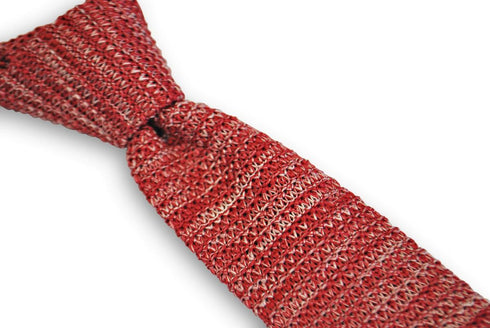 speckled red and white skinny knitted tie