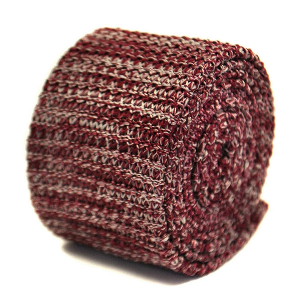 speckled burgundy and white skinny knitted tie