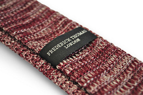speckled burgundy and white skinny knitted tie