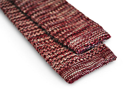 speckled burgundy and white skinny knitted tie