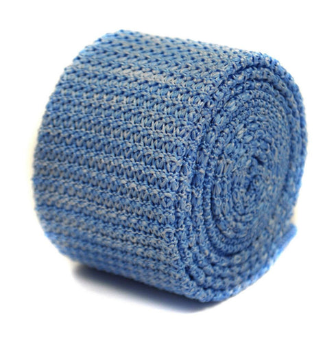speckled light blue and white skinny knitted tie