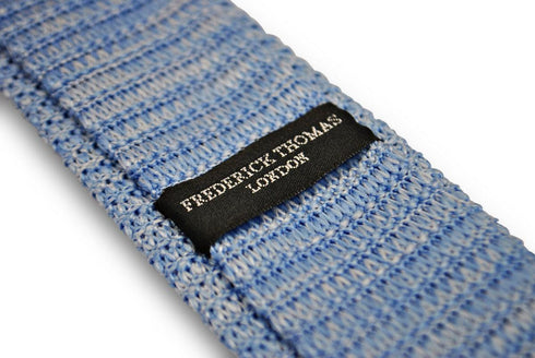 speckled light blue and white skinny knitted tie