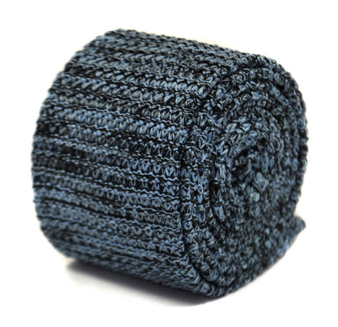 light blue and black speckled skinny knitted tie