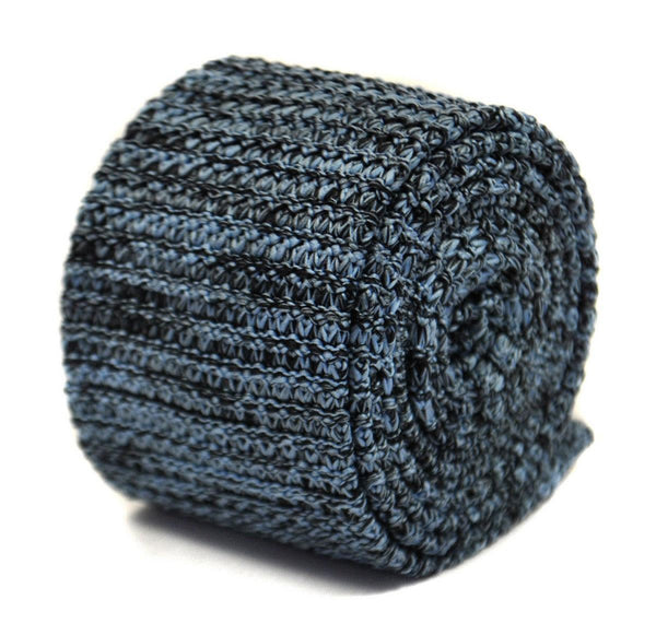 light blue and black speckled skinny knitted tie