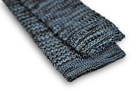 light blue and black speckled skinny knitted tie