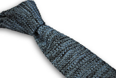 light blue and black speckled skinny knitted tie
