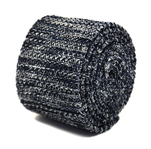 speckled navy blue and white skinny knitted tie