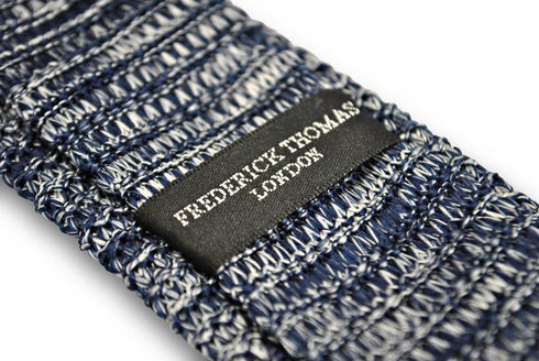 speckled navy blue and white skinny knitted tie