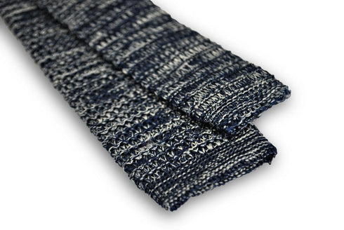 speckled navy blue and white skinny knitted tie