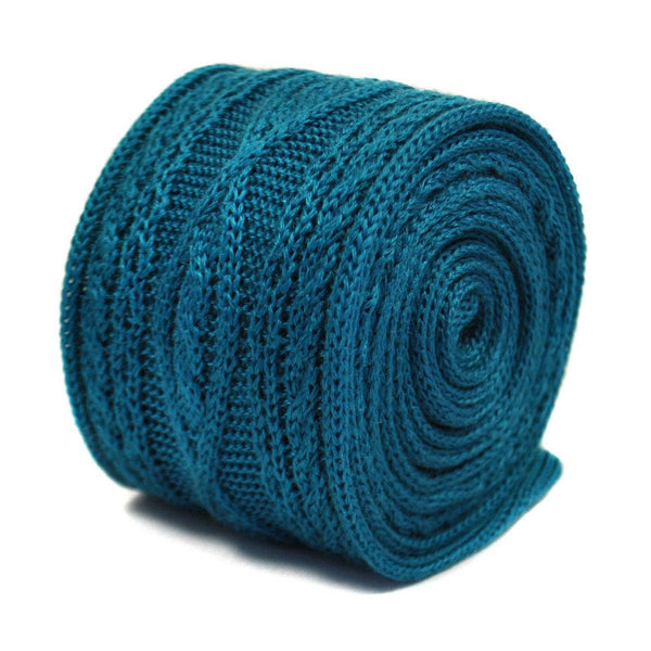 teal cable knit skinny tie