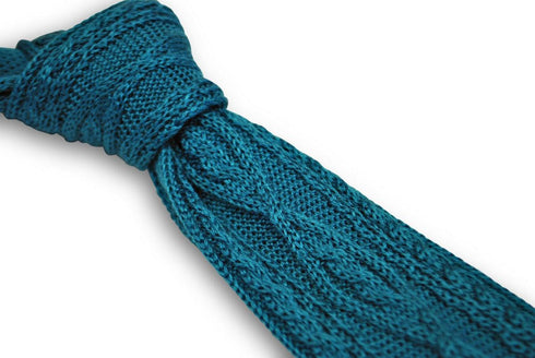 teal cable knit skinny tie