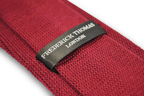 wine red cable knit skinny tie