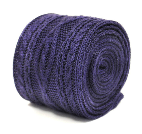 purple cable knit skinny tie