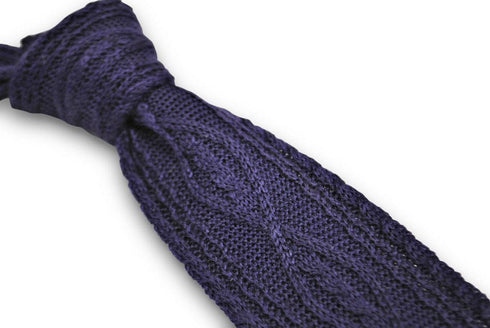 purple cable knit skinny tie