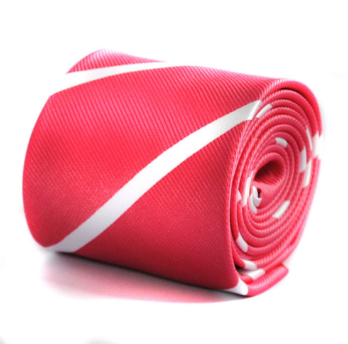 pink and white club stripe tie