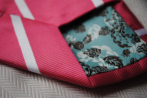 pink and white club stripe tie