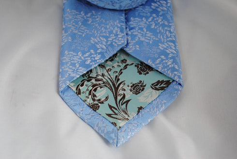 blue tie with floral design