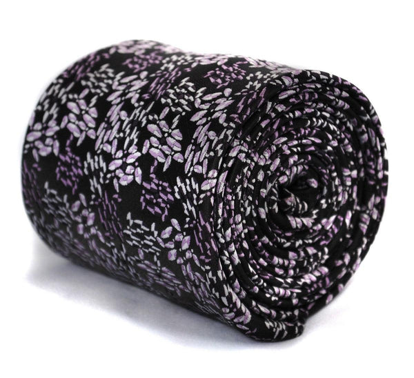 black and purple floral wedding tie