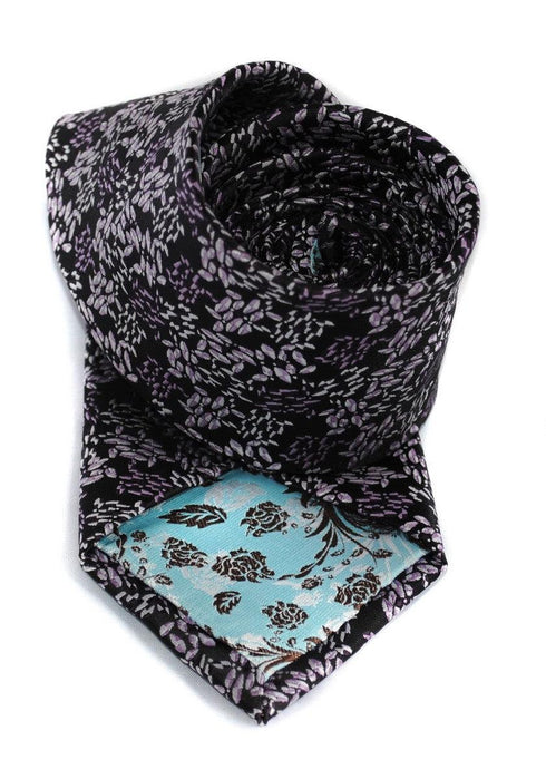 black and purple floral wedding tie